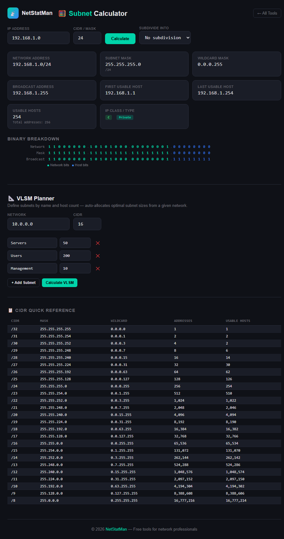 Subnet Calculator Preview